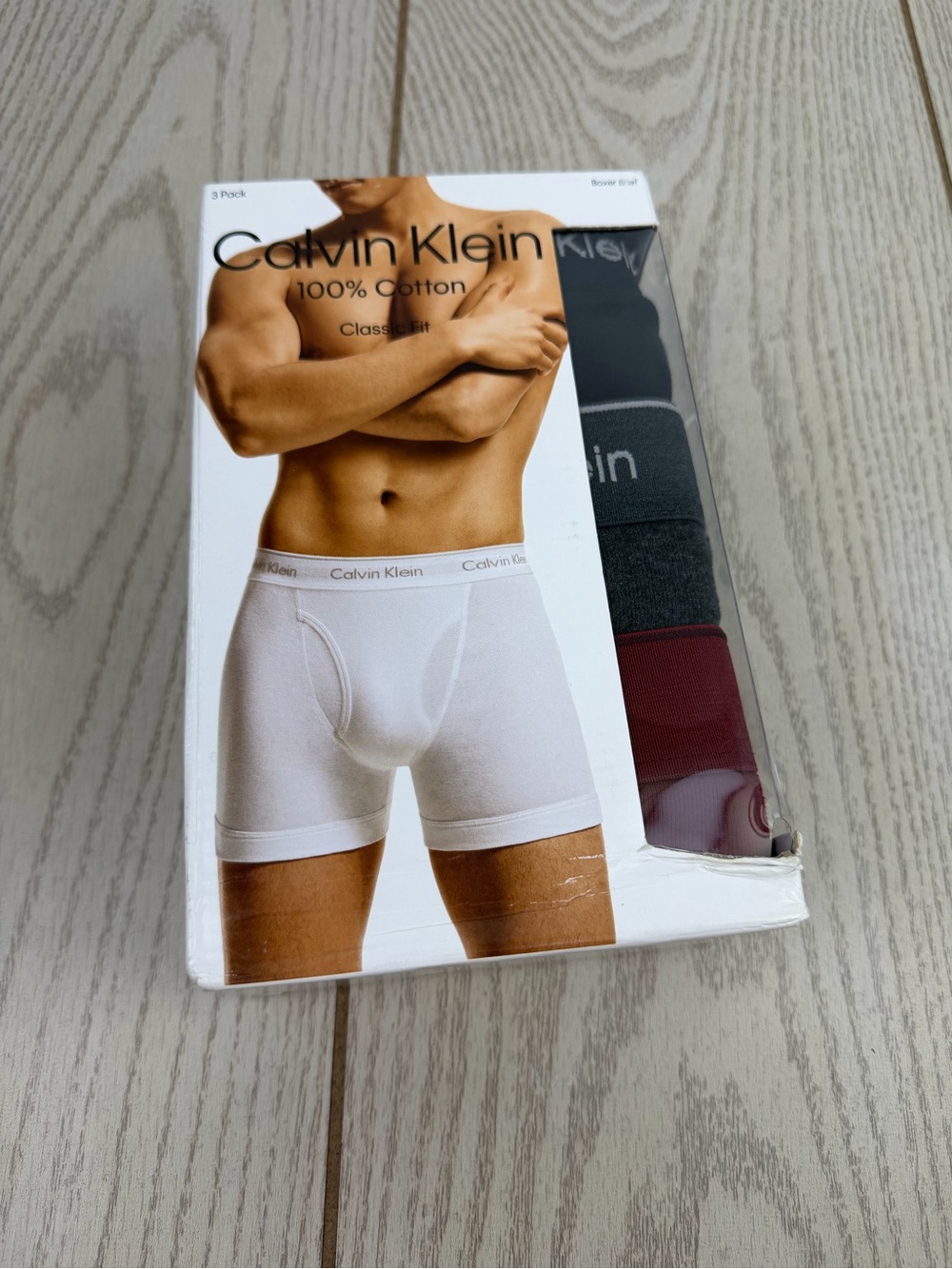 Calvin Klein Men's 100% Cotton 3pk. Boxer Briefs Large Red Multi $46
